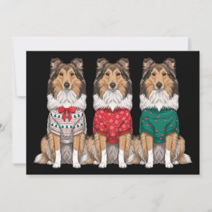 Invitation Sheltie Shetland Sheepdog Noël Chemises Laides de