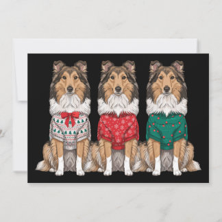 Invitation Sheltie Shetland Sheepdog Noël Chemises Laides de 