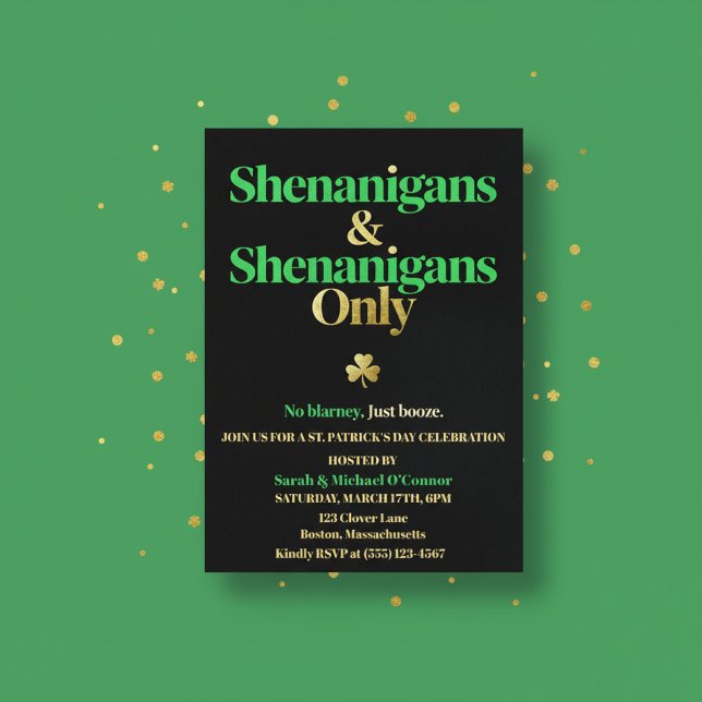 Invitation Shenanigans & Shenanigans uniquement la Saint-Patr (Créateur téléchargé)