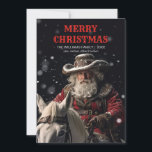 Invitation Sheriff Santa Claus<br><div class="desc">Sheriff cowboy santa claus,  art rétro vintage western,  illustration de rodéo casquette heureux,  vacances d'hiver sauvage ouest,  nouveau joyeux cowboy de noël,  Sheriff santa claus</div>