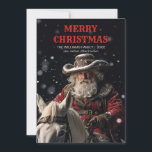 Invitation Sheriff Santa Claus<br><div class="desc">Sheriff cowboy santa claus,  art rétro vintage western,  illustration de rodéo casquette heureux,  vacances d'hiver sauvage ouest,  nouveau joyeux cowboy de noël,  Sheriff santa claus</div>
