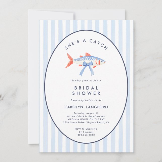 Invitation She's a Catch Fishermans Aesthetic Bridal Shower  (Devant)
