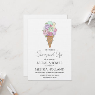 Invitation She's Been Scooped Up Ice Cream Bridal Shower