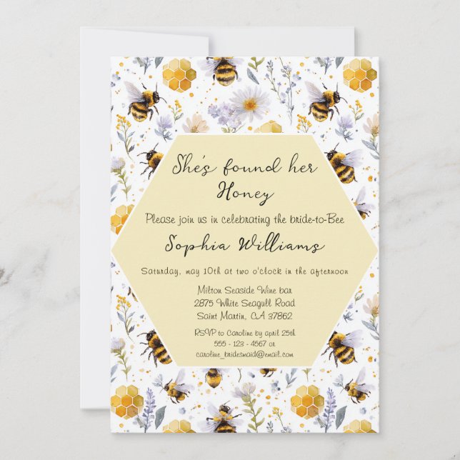 Invitation She's Found Her Honey Bees Floral Bridal Shower (Devant)