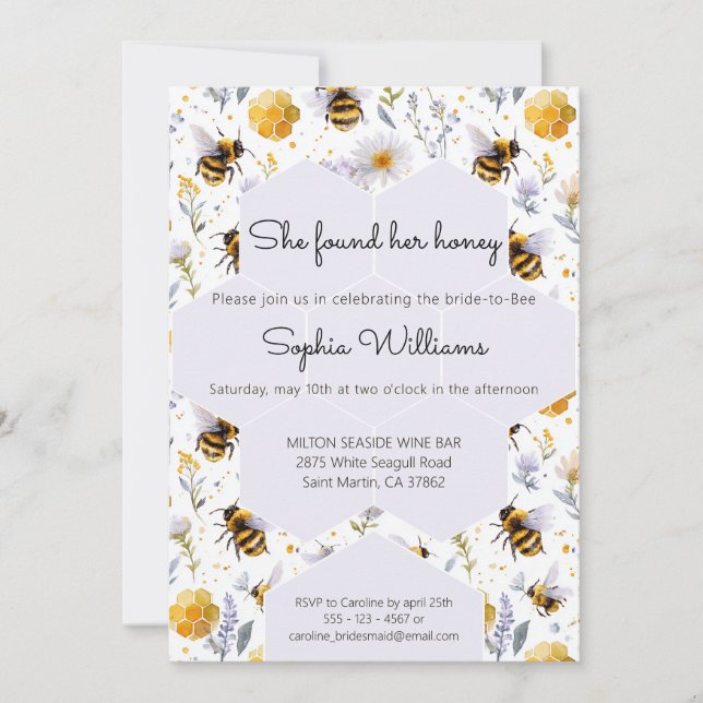 Invitation She's Found Her Honey Bees Floral Bridal Shower (Devant)