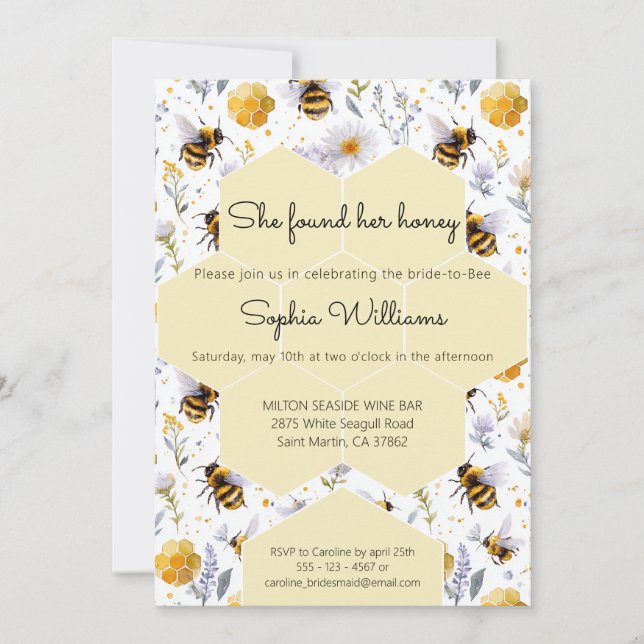 Invitation She's Found Her Honey Bees Floral Bridal Shower (Devant)