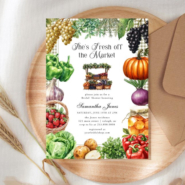 Invitation She's Fresh Off The Market Gingham Bridal Shower (Créateur téléchargé)