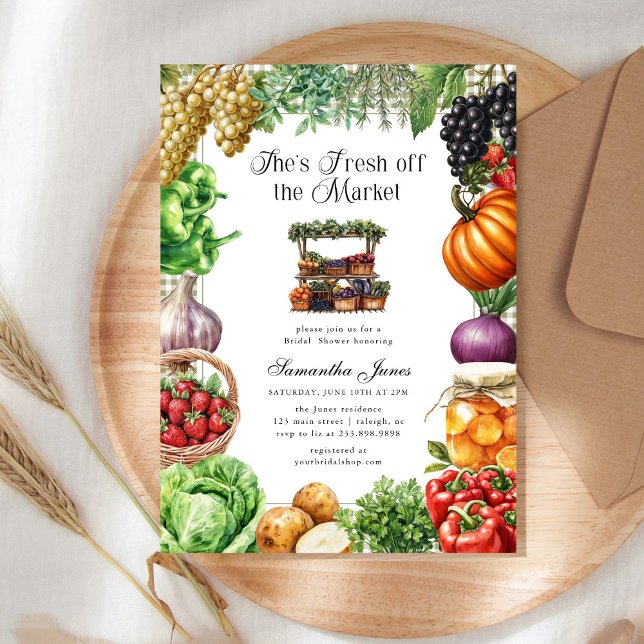 Invitation She's Fresh Off The Market Gingham Bridal Shower (Créateur téléchargé)
