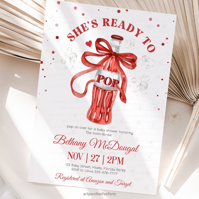 Invitation She's Ready To Pop Baby shower (BabyShower, ShesReadyToPop, PregnancyParty, BabyOnTheWay, MomToBe, GenderNeutralBabyShower, CuteBaby)