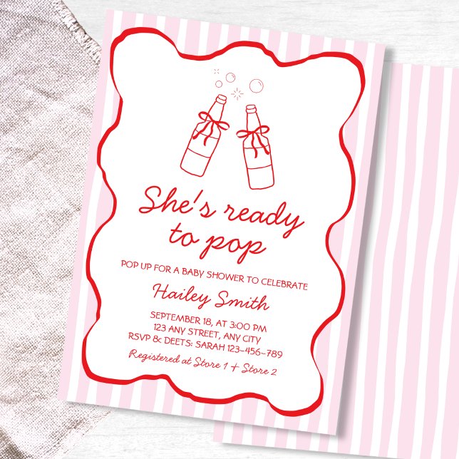 Invitation She's Ready To Pop Red Soda Bottle Baby Shower (She's Ready To Pop Red Soda Bottle Baby Shower Invitation)