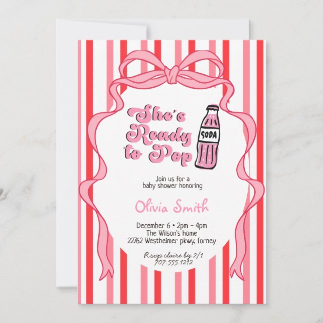 Invitation She's Ready to Pop Soda Girl Baby Shower  (Devant)