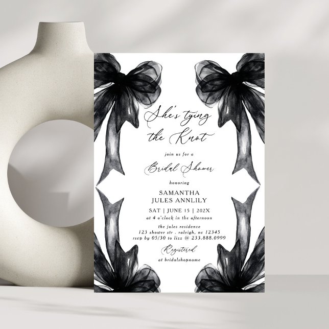 Invitation She's Tying The Knot Black Bow Bridal Shower (Créateur téléchargé)