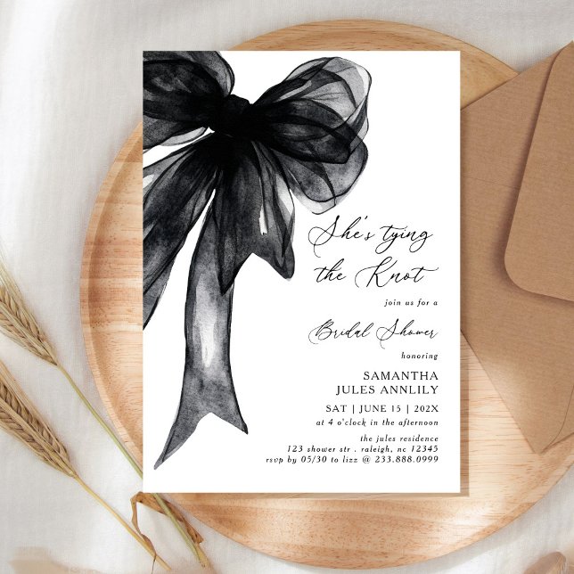 Invitation She's Tying The Knot Black Bow Bridal Shower (Créateur téléchargé)