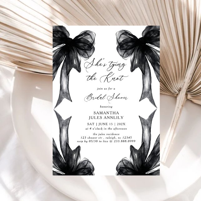 Invitation She's Tying The Knot Black Bow Bridal Shower (Créateur téléchargé)