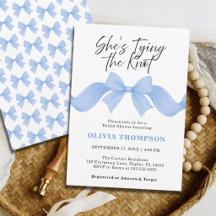 She's Tying the Knot Dusty Blue Bow Bridal Shower