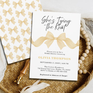 Invitation She's Tying the Knot Gold Bow Bridal Shower