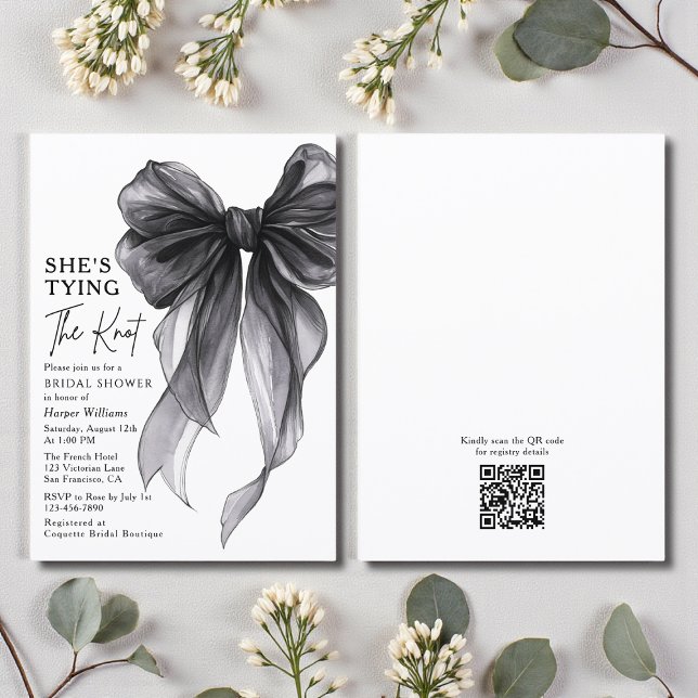 Invitation She's Tying The Knot QR Code Bridal Shower (Créateur téléchargé)