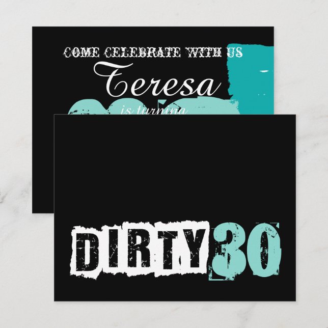 Invitation Shh A Surprise Dirty 30e fête de l'anniversaire bl (Devant / Derrière)
