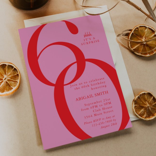 Invitation Shh It's a Surprise 60th Birthday Party (Créateur téléchargé)