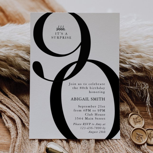 Invitation Shh It's a Surprise 90th Birthday Party (Créateur téléchargé)