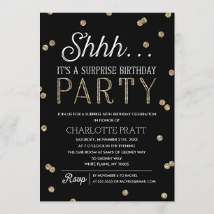 Invitation Shh Surprise fête d'anniversaire Faux Parties scin