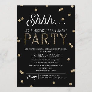 Invitation Shh Surprise Parties scintillant Confetti Annivers