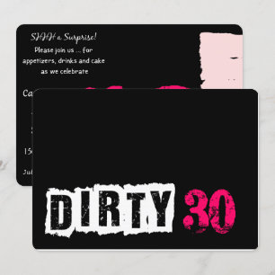Invitation Shhh A Surprise Dirty 30e fête d'anniversaire rose