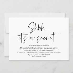 Invitation Shhh, C'est un secret, Surprise fête d'anniversair