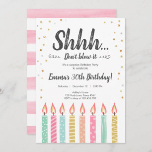 Invitation Shhh c'est une fête d'anniversaire de confettis