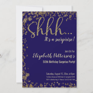 Invitation Shhh C'est une fête d'anniversaire surprise en or