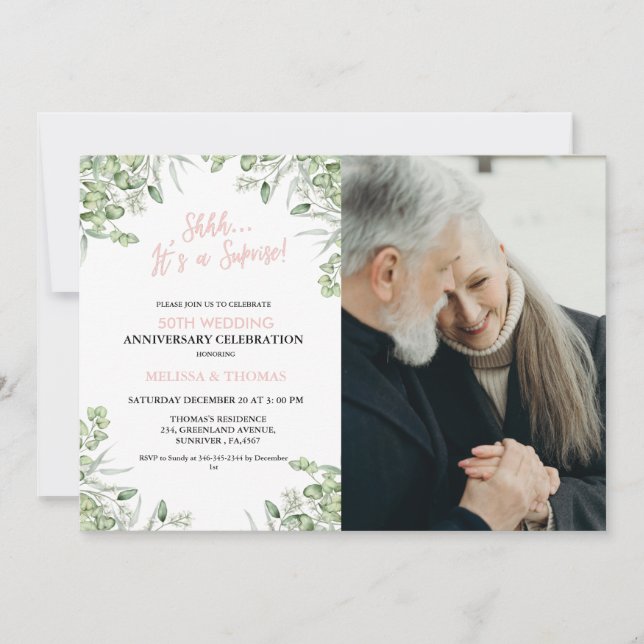 Invitation Shhh C'est une surprise 50ème anniversaire de Mari (Devant)