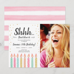 Invitation Shhh C'est une Surprise Gold Confetti fête d'anniv