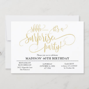Invitation Shhh Surprise fête d'anniversaire