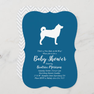 Invitation Shiba Inu Chien Baby shower Boy Blue