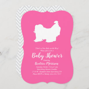 Invitation Shih Tzu Chien Baby shower Rose Girl