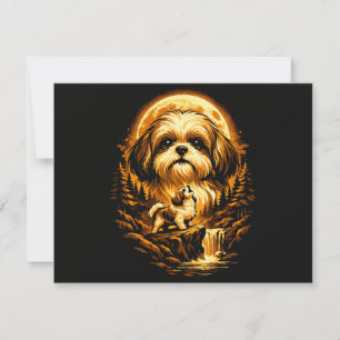 Invitation Shih Tzu hurlant à la Lune Chien drôle