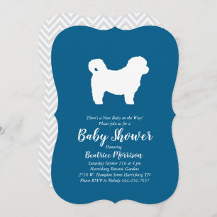 Invitation Shih Tzu Teddy Bear Chien Baby shower Blue Boy