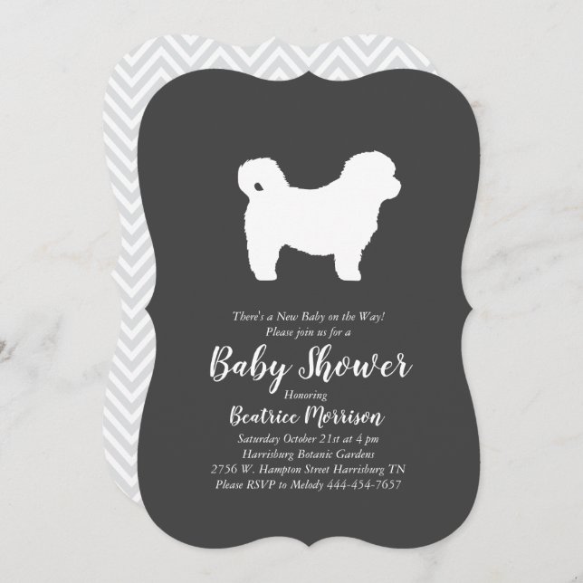 Invitation Shih Tzu Teddy Bear Chien Baby shower genre neutre (Devant / Derrière)