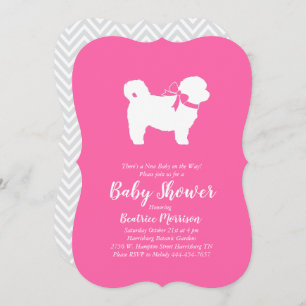 Invitation Shih Tzu Teddy Ours Chien Baby shower Rose fille