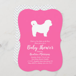 Invitation Shih Tzu Teddy Ours Chien Baby shower Rose fille