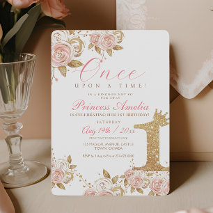 Invitation Shine Gold Princesse 1ère fête d'anniversaire