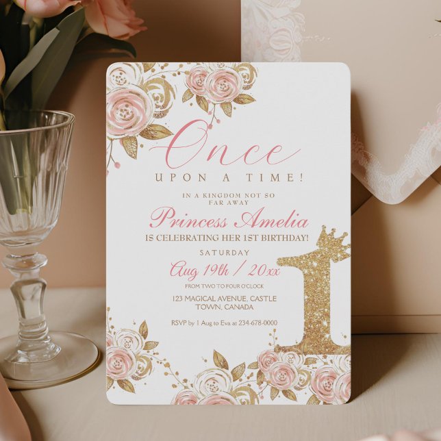 Invitation Shine Gold Princesse 1ère fête d'anniversaire (Créateur téléchargé)