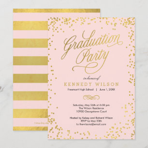Invitation Shiny Confetti ÉDITABLE Fête de graduation de coul