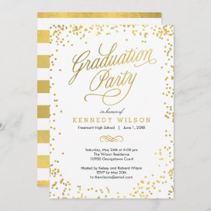 Invitation Shiny Confetti Fête de graduation en couleurs ÉDIT