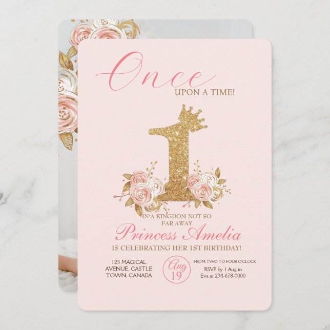 Invitation Shire Golden Crown Princess Premier anniversaire (Devant / Derrière)
