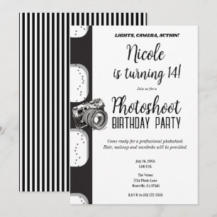 Invitation Shooting Photo en Noir et Blanc Fête d'Anniversair