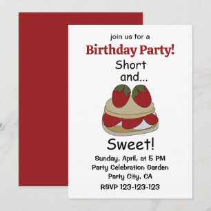 Invitation Shortcake à la fraise Anniversaire court et doux