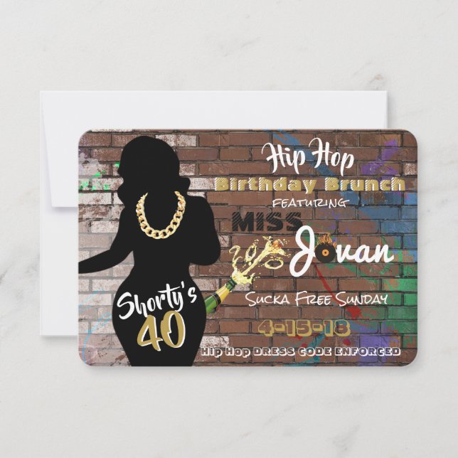 Invitation Shorty's 40 | 90's Hip hop Urbain Anniversaire (Devant)