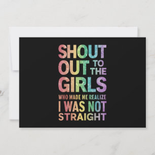 Invitation Shout To The Girls Gay pride Rainbow Flag LGBT