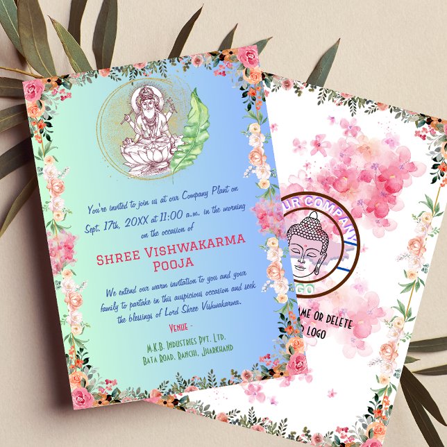 Invitation Shree Vishwakarma Pooja Florale (Créateur téléchargé)